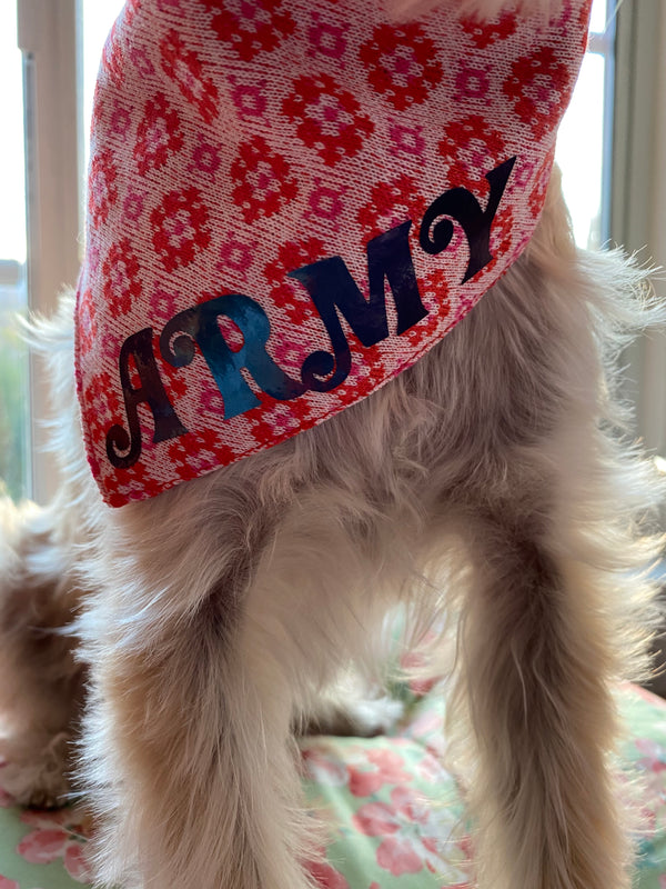 ARMY Red Flowers Pet Bandana