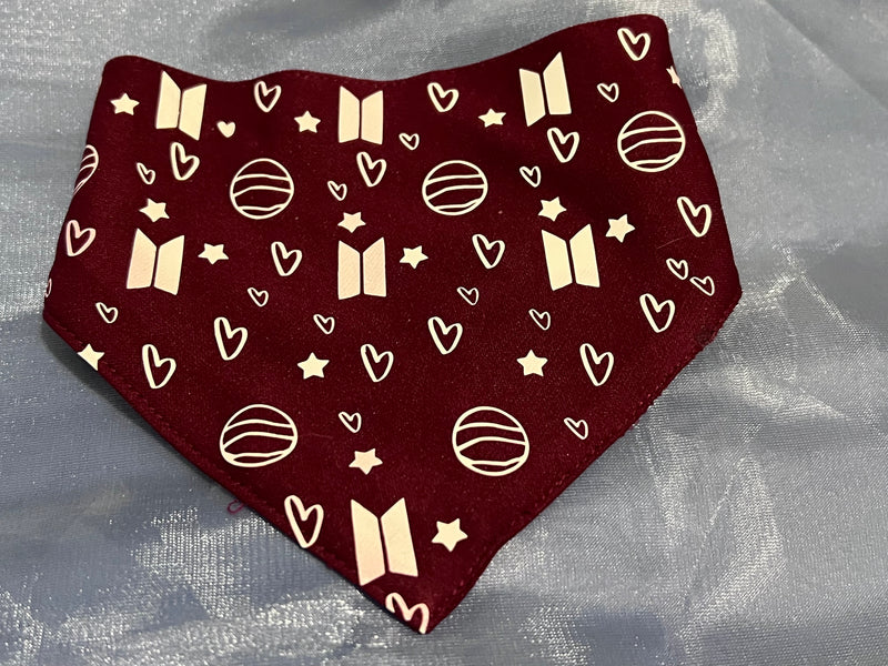 BTS Mikrokosmos Inspired Pet Bandana with hearts and Saturn